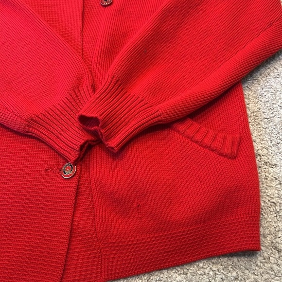 Brioni Roma Red Vintage Polo 100% Lana (Wool) Cardigan - Picture 5 of 12